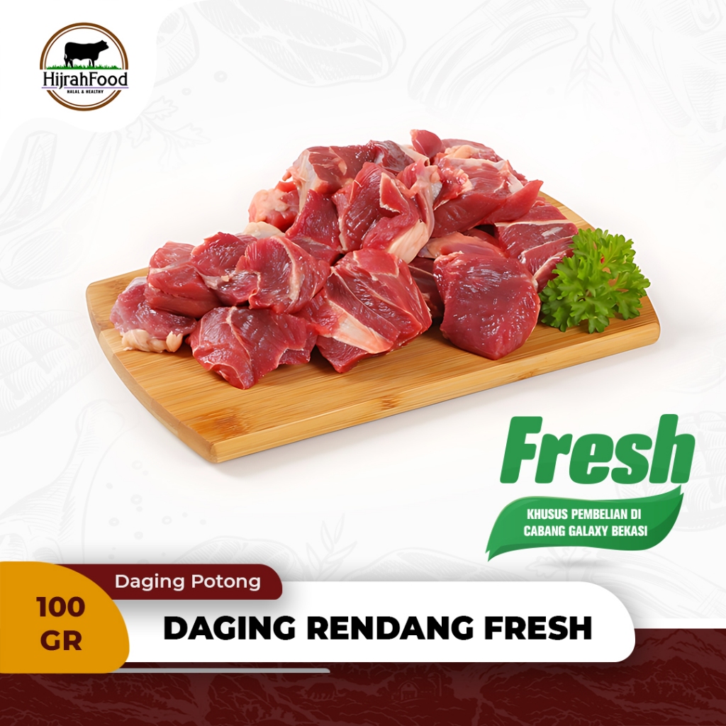 

Hijrahfood Daging Rendang Sapi SEGAR Potong | Beef Rendang Cutting FRESH / 100gr