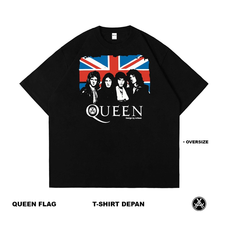 Artisan T-Shirt Queen Kaos Oversize Hitam Katun Combed