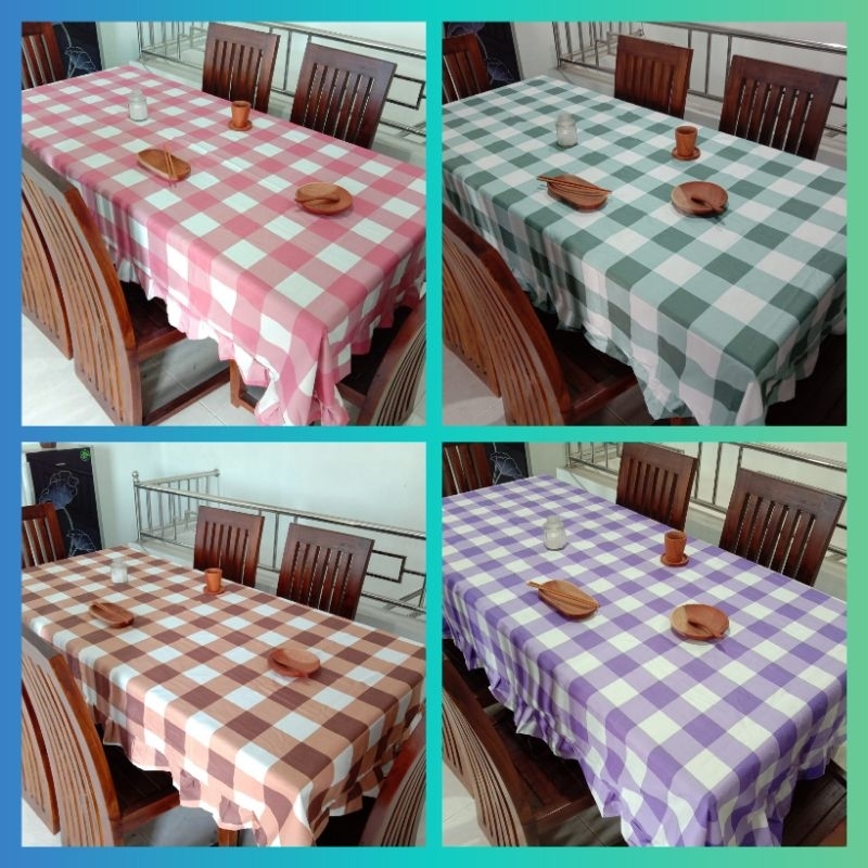 TAPLAK MEJA MAKAN KAIN 4 DAN 6 KURSI MOTIF AESTHETIC KOTAK ABSTRAK TERBARU MURAH COD TERLARIS
