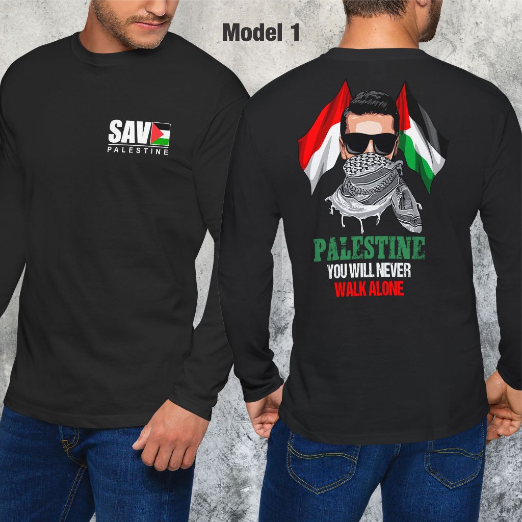 Kaos Palestina Lengan Panjang, Kaos Free Palestina Lengan Panjang