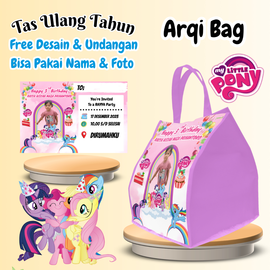 

50 Tas Free Undangan Ulang Tahun Anak Bisa Custom Goodiebag Murah Muat Box Bento