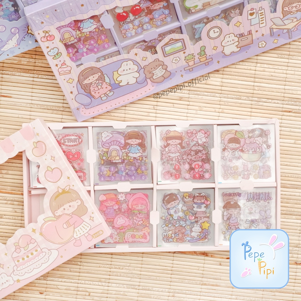 

Sticker Senmu Isi 200 Paket Sticker lembar stiker jurnaling journal set buku alat tulis sekolah pastel lucu box