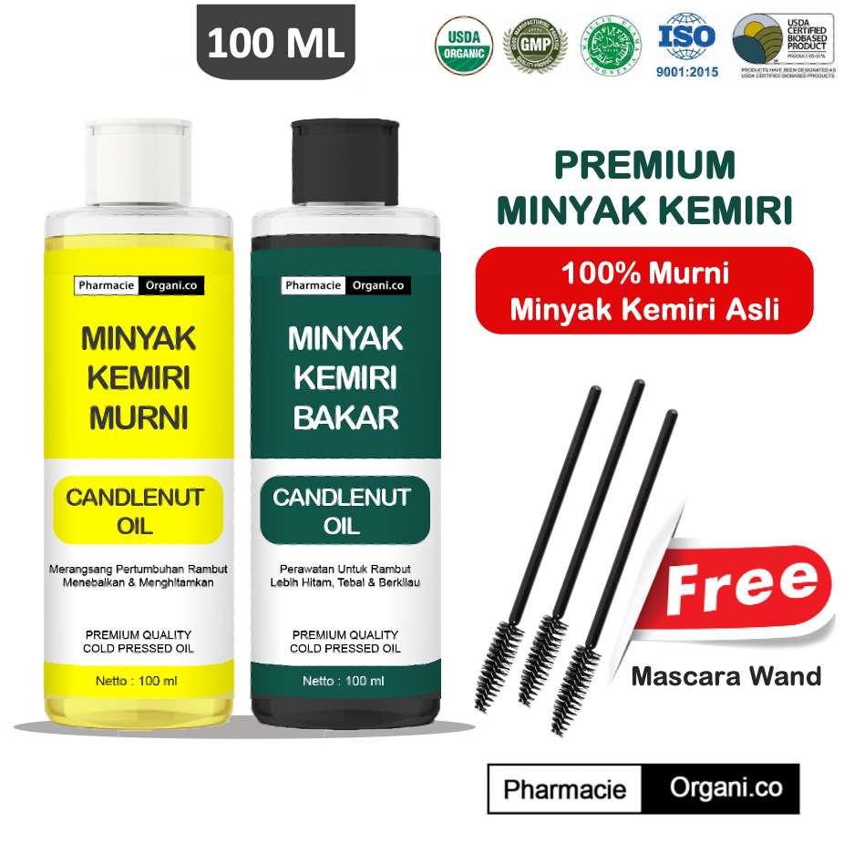 MINYAK KEMIRI MURNI - CANDLENUT OIL PENUMBUH PENEBAL PENGHITAM RAMBUT BY PHARMACIE ORGANICO