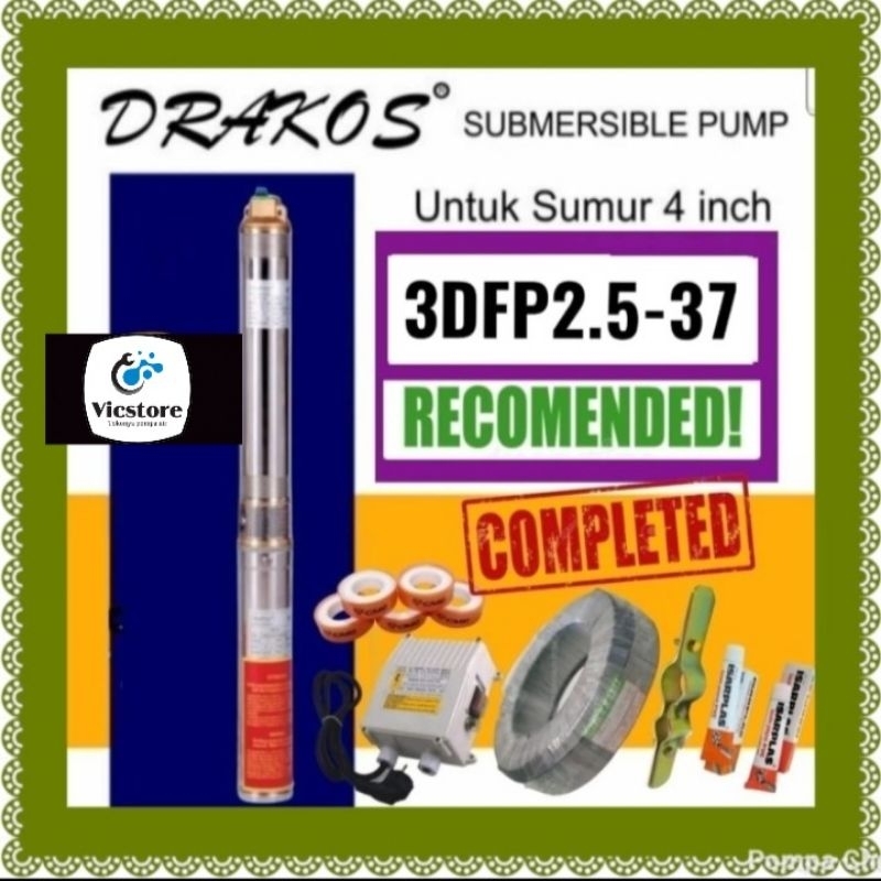 Pompa satelit Drakos 2hp 1phase 3inch 3dfp2.5/37 submersible kabel 100