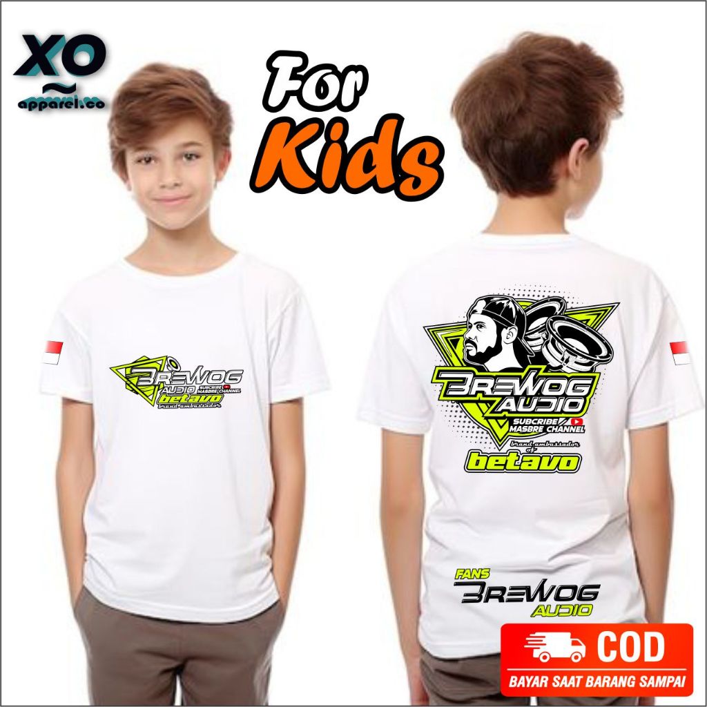 baju kaos anak putih BREWOG betavo sound system audio bahan adem