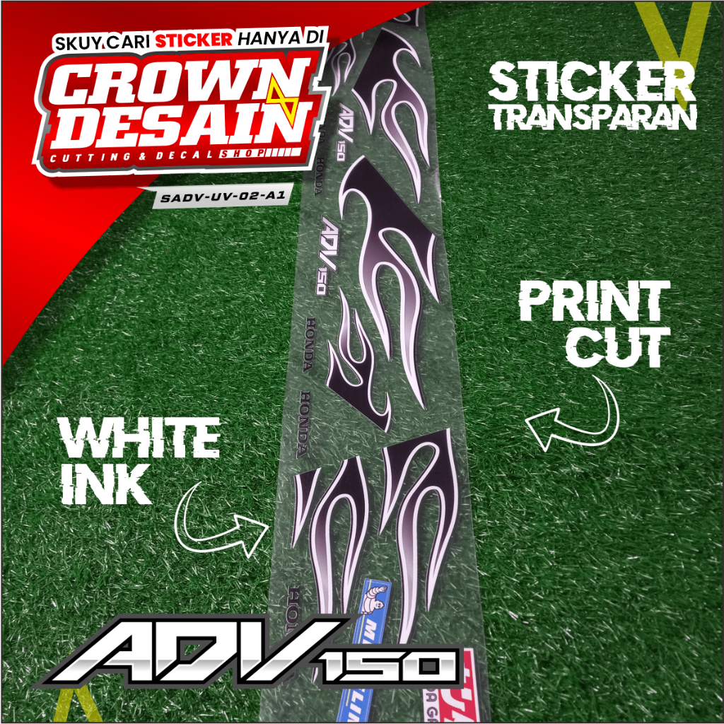 (COD)Striping UV Transparan Honda ADV 150 Motif Api Viral - Stiker Striping ADV 150 Desain Api - SAD