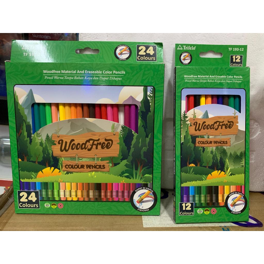 

pensil warna trifello hapus 24 warna woodless plastic