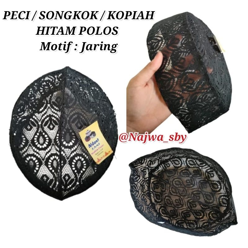PECI / KOPIAH / SONGKOK JARING HITAM POLOS