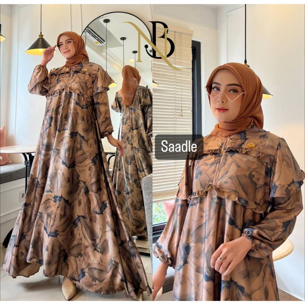 . AZURA Gamis Armani Silk Terbaru Baju Wanita Dewasa Muslim Kekinian Import Premium Mewah