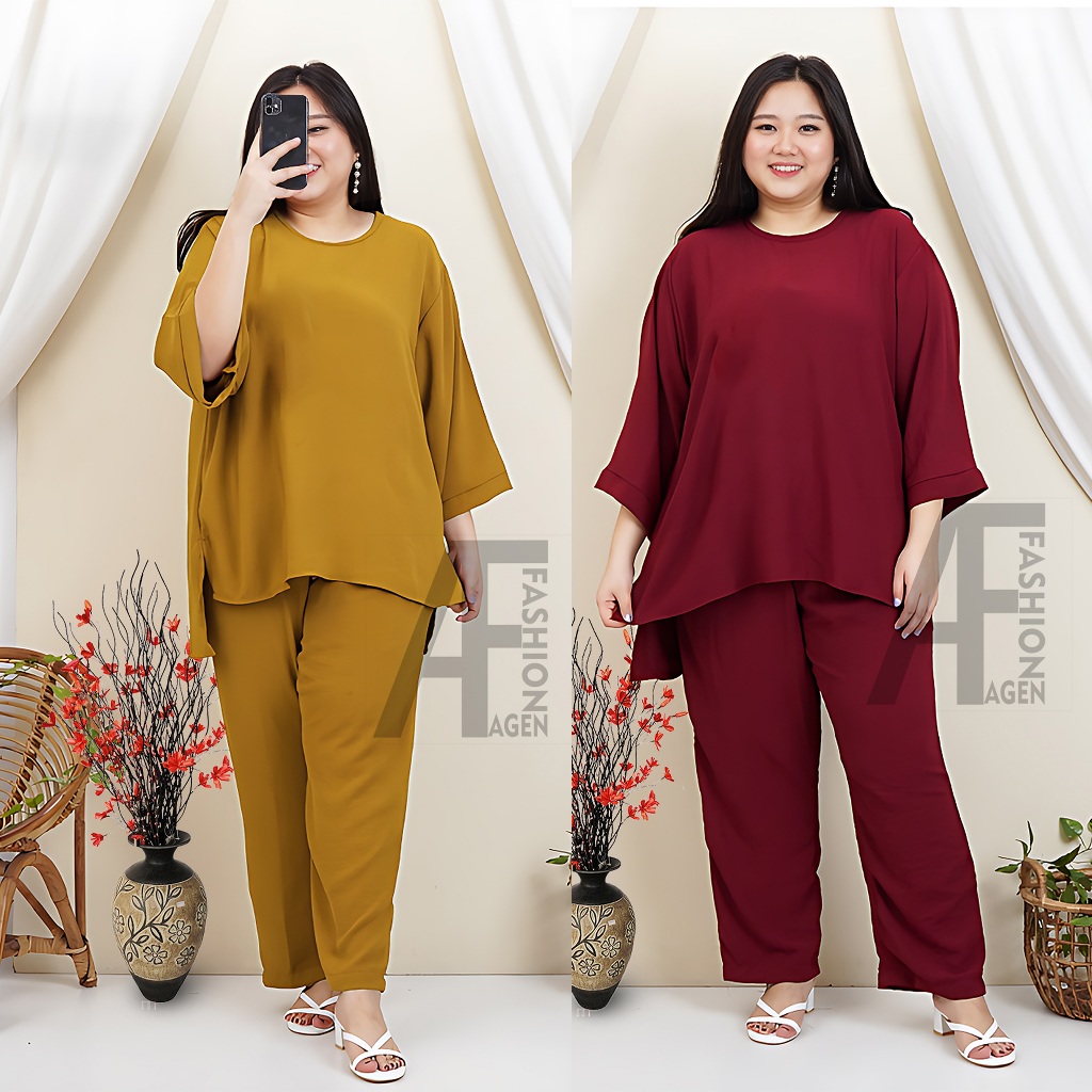 Setelan wanita polos - one set - oneset jumbo set - baju set top - piyama polos