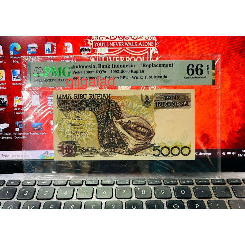UANG KUNO 5000 RUPIAH SASANDO 92/92 REPLACEMENT PMG 66 EPQ