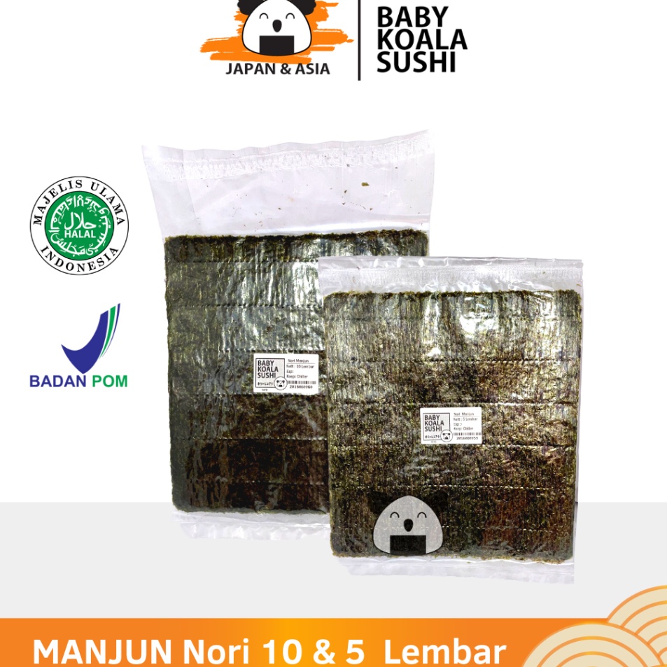 

[KODE LDQUA] MANJUN Nori Sushi 5 & 10 Lembar Halal │ Yakinori Import Kimbab/ Gimbab │ Lembar Rumput Laut