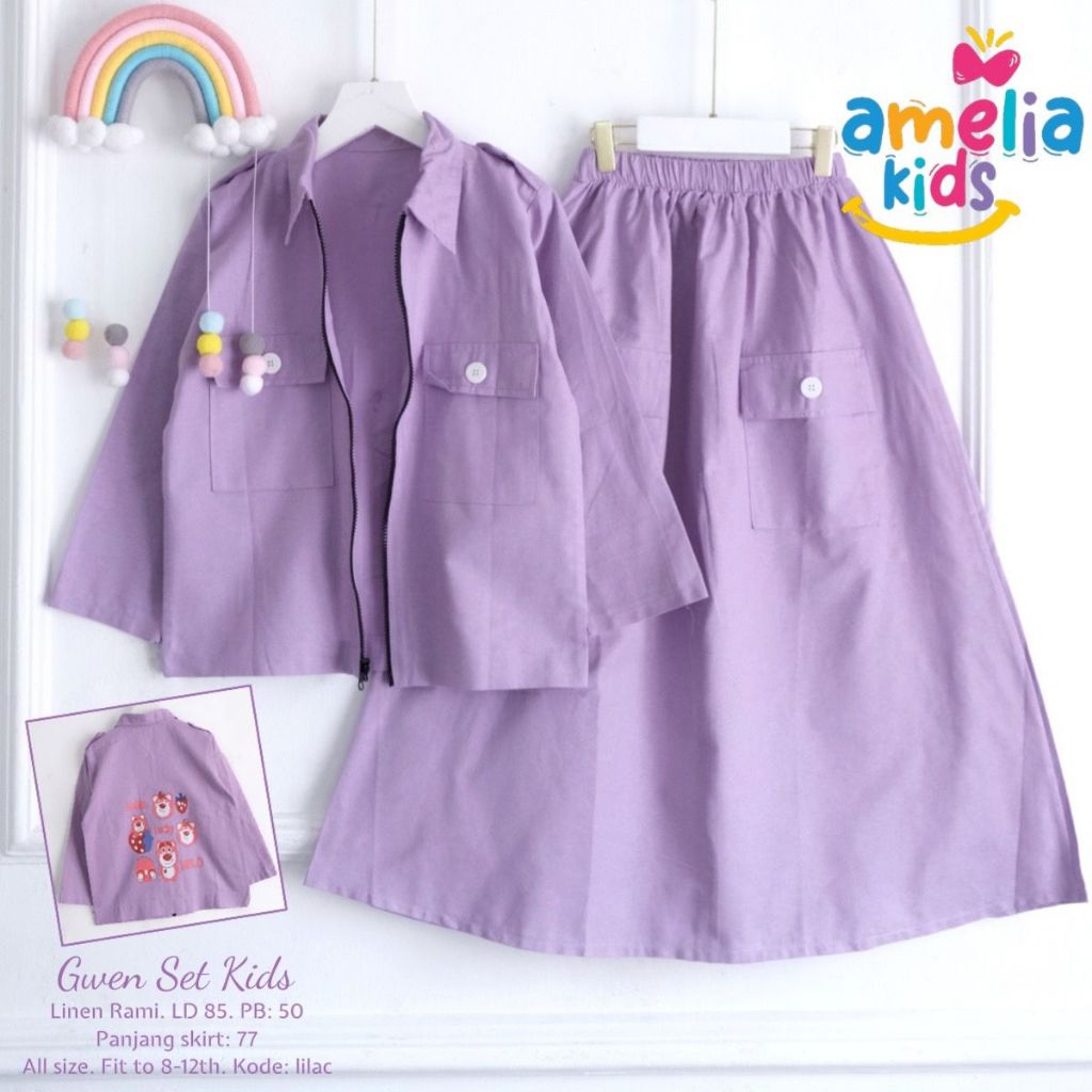 [TERMURAH AMELIA KIDS] GWEN SETELAN ROK SKIRT ONE SET ROK REMAJA DRESS KIDS PAKAIAN ANAK PEREMPUAN G