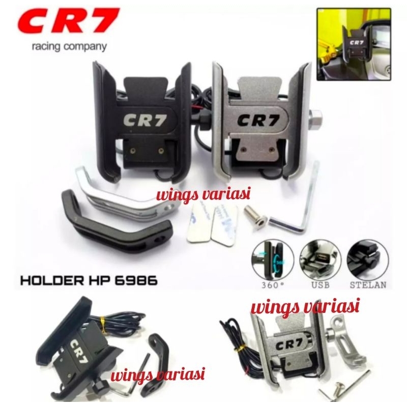 Holder hp plus charger hp usb port motor cr7 universal full cnc