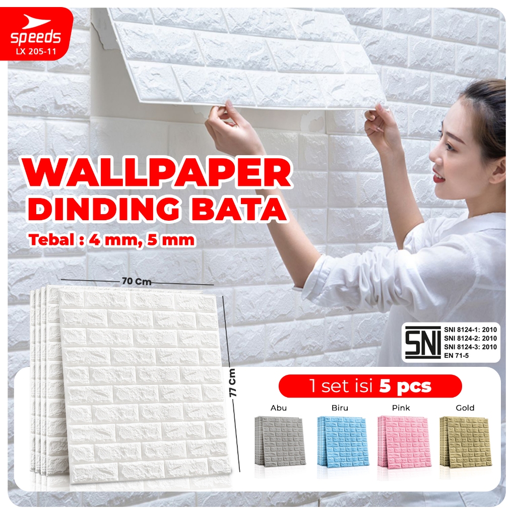 SPEEDS SNI Wallpaper Dinding 3D Tebal 5mm stiker tahan air busa Wallpaper Dinding Kamar Tidur Bersta
