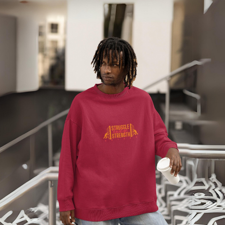 HPYNES Struggle Develops Strength Sweatshirt Sweater Outer Pria Pakaian Luar Lengan Panjang
