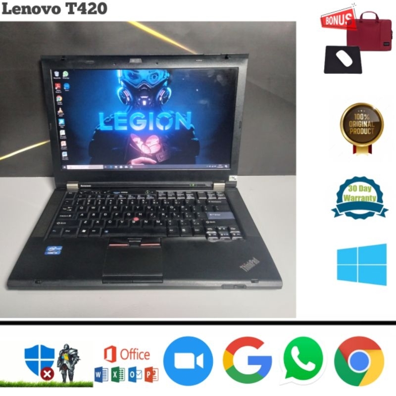 Laptop Lenovo T420 Core i5 Ram 8gb SSD 128gb Windows 10 pro 64 bit - Siap Pakai