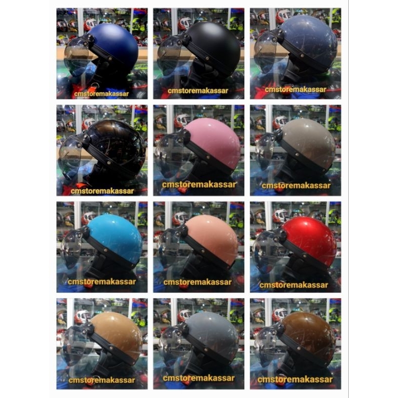 Helm Bogo Setengah Vintage Helm Kaca Cembung