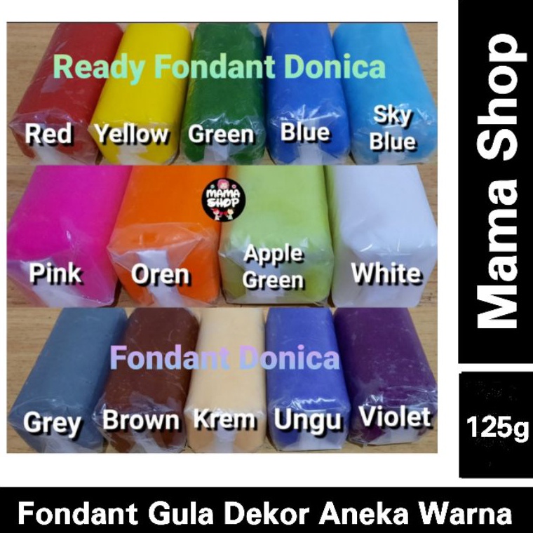 

[♥L41&] FONDANT WARNA 125 gram icing Sugar Gula Dekor Hiasan Bahan Kue Warna Warni Fondx Donnica Kualitas Oke