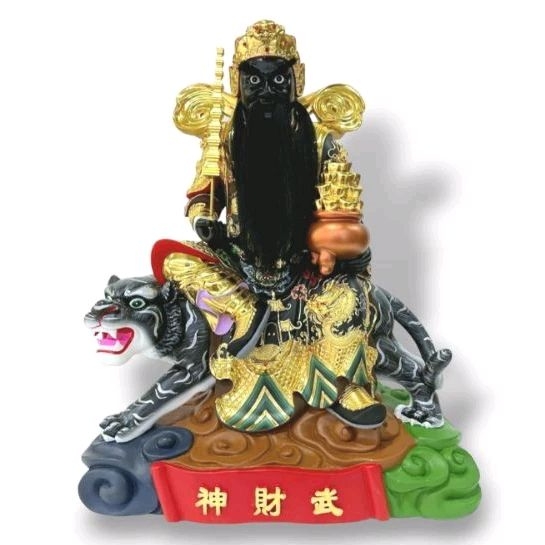 patung dewa kekayaan Zhao Gong Ming full kayu 19 inch