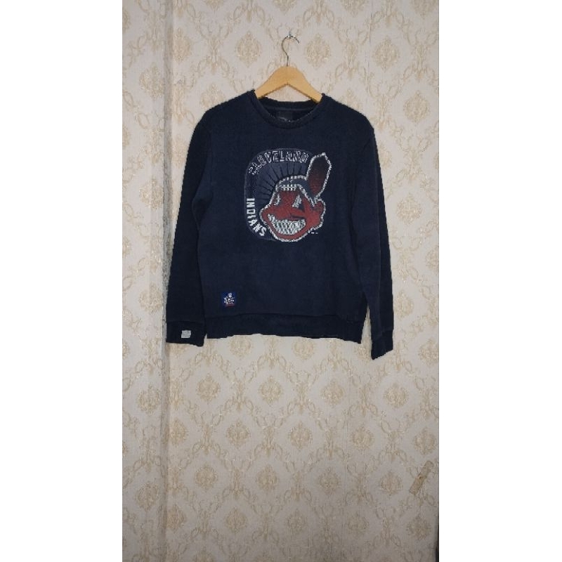 ⭐ Crewneck Second ⭐ Biru ⭐ Indians ⭐ MLB. ⭐ Big Logo ⭐