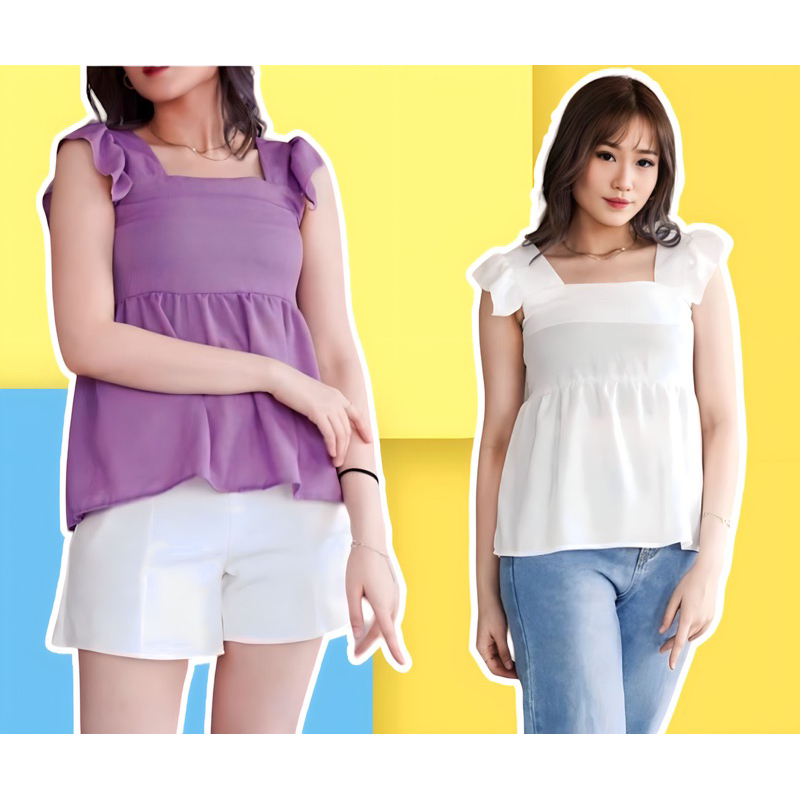 Blouse korean style wanita Ariel | Atasan Crinkle Premium | Blouse Crinkle