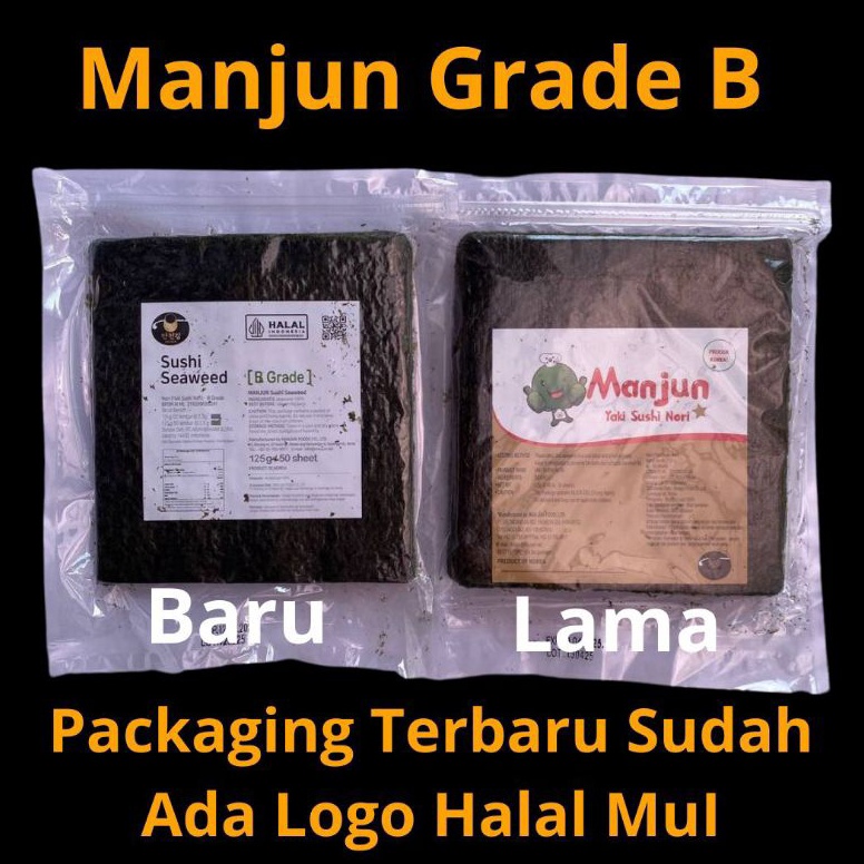 

Nori Rumput Laut Manjun 1 Pack (50s) - Manjun Seaweed - Nori Sushi Halal Murah Ω^