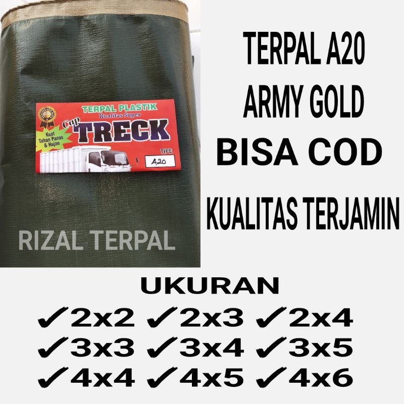Terpal A20 Army Gold Ukuran 2x2 2x3 2x4 3x3 3x4 3x5 4x4 4x5 4x6 Cap Treck