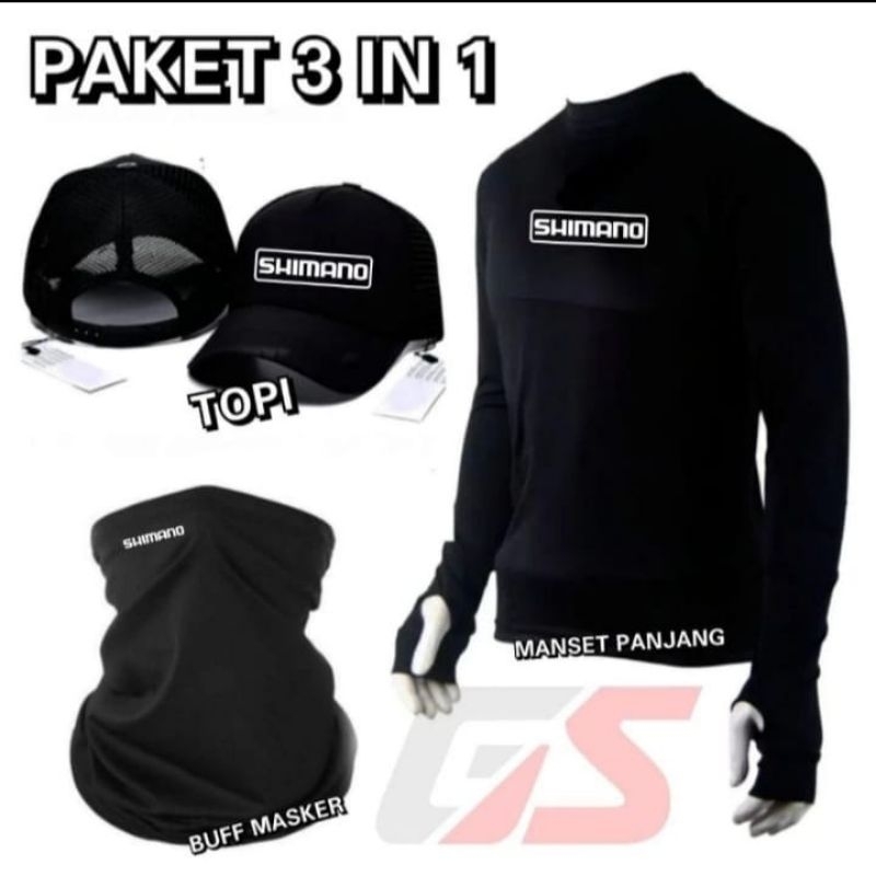 Paket Lengkap Topi mancing Jersey mancing masker Buff Mancing