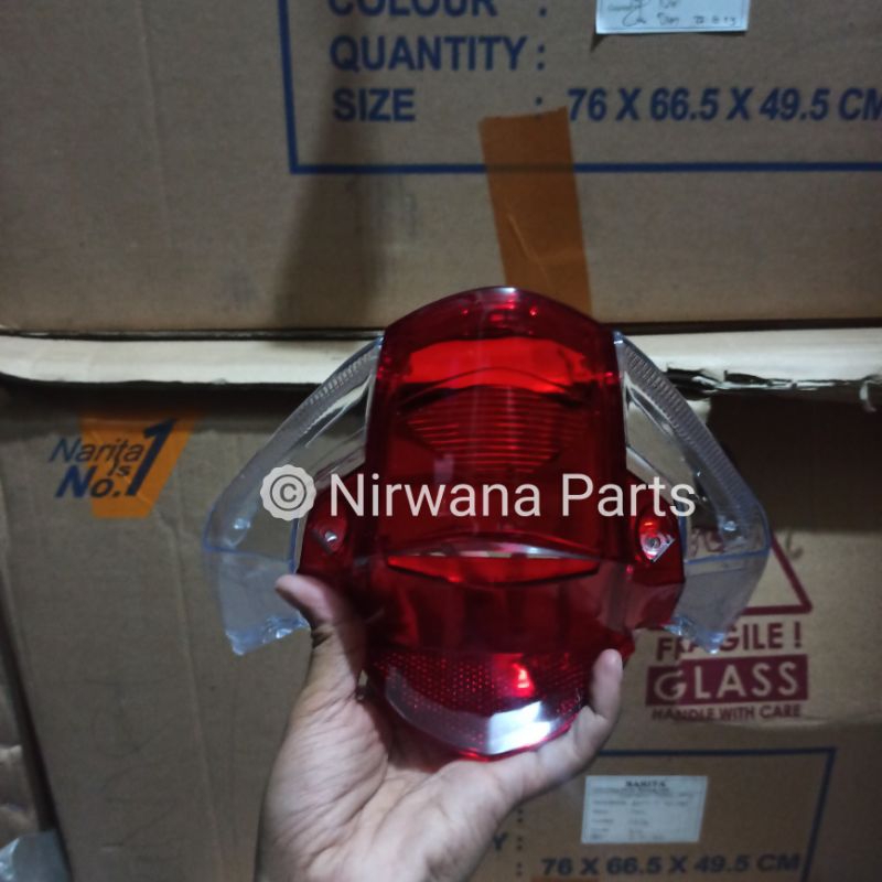 Mika Kaca Lampu Stop Rem Belakang Honda Revo Absolute Fit Karbu 110 merah putih bening putih
