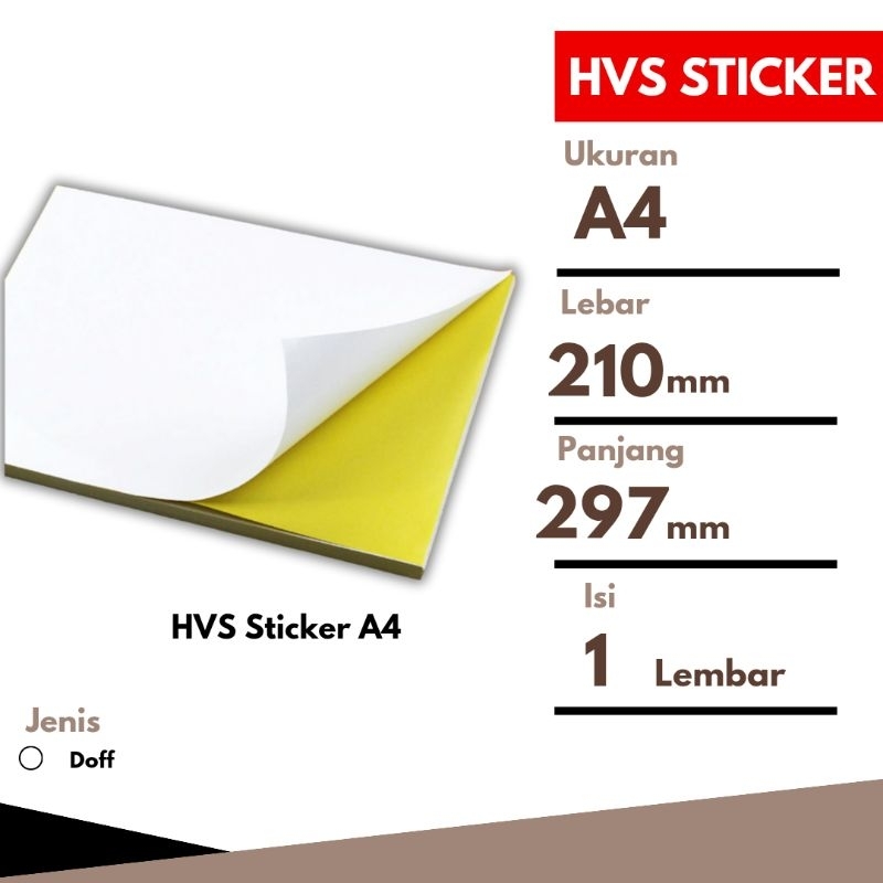 

Kertas Sticker HVS A4 Label Resi Pengiriman Doff 210 mm x 297 mm Per 1 Lembar