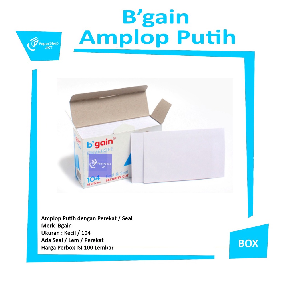 

Penawaran Terbaik BGAIN - Amplop Putih B'gain Ukuran 104 95x152 Mm Peel & Seal - Pack