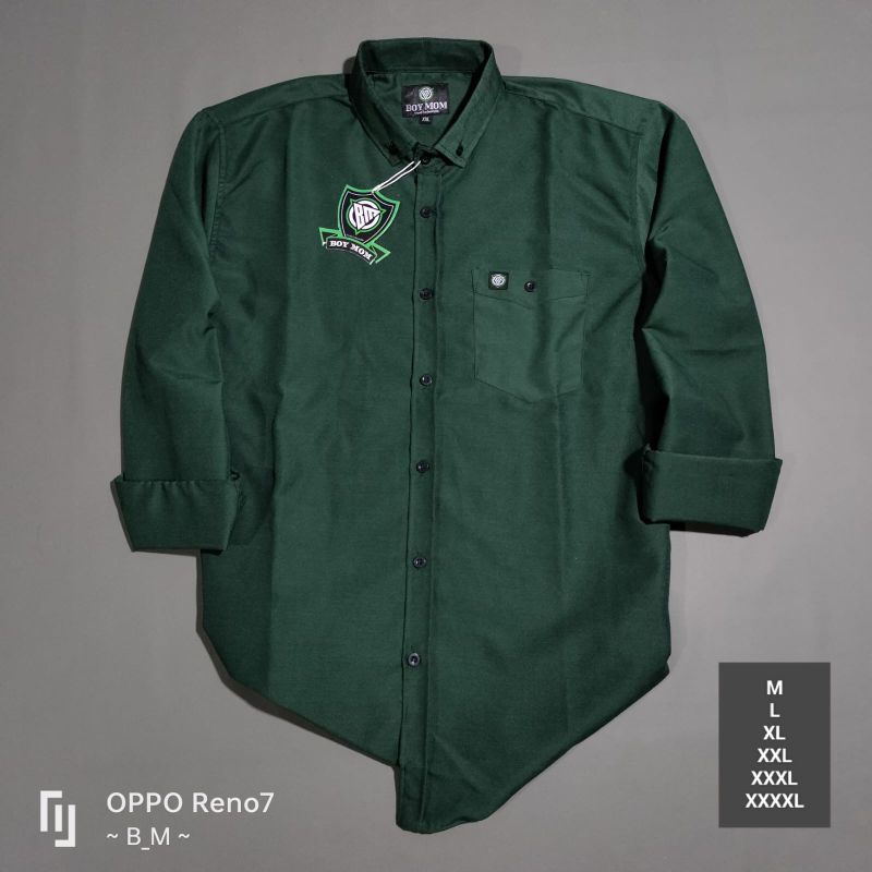 Kemeja polos hijau botol kemeja polos lengan panjang kemeja formal unisex pria wanita