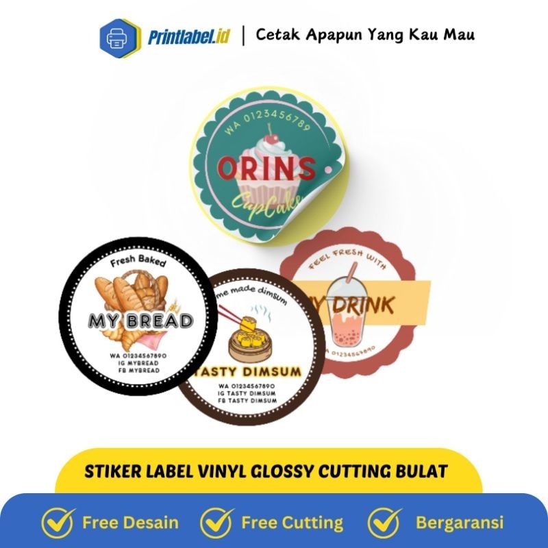 

Stiker Label Vinyl Anti Air Label Nama Produk Kemasan Makanan Dan Minuman Cutting Bulat dan Kotak