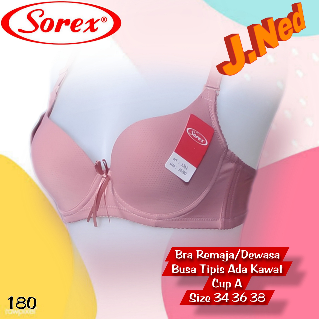 J180 Sorex Bh/Bra Busa Tipis Ada Kawat Dua Pengait Size 32-38 Cup A