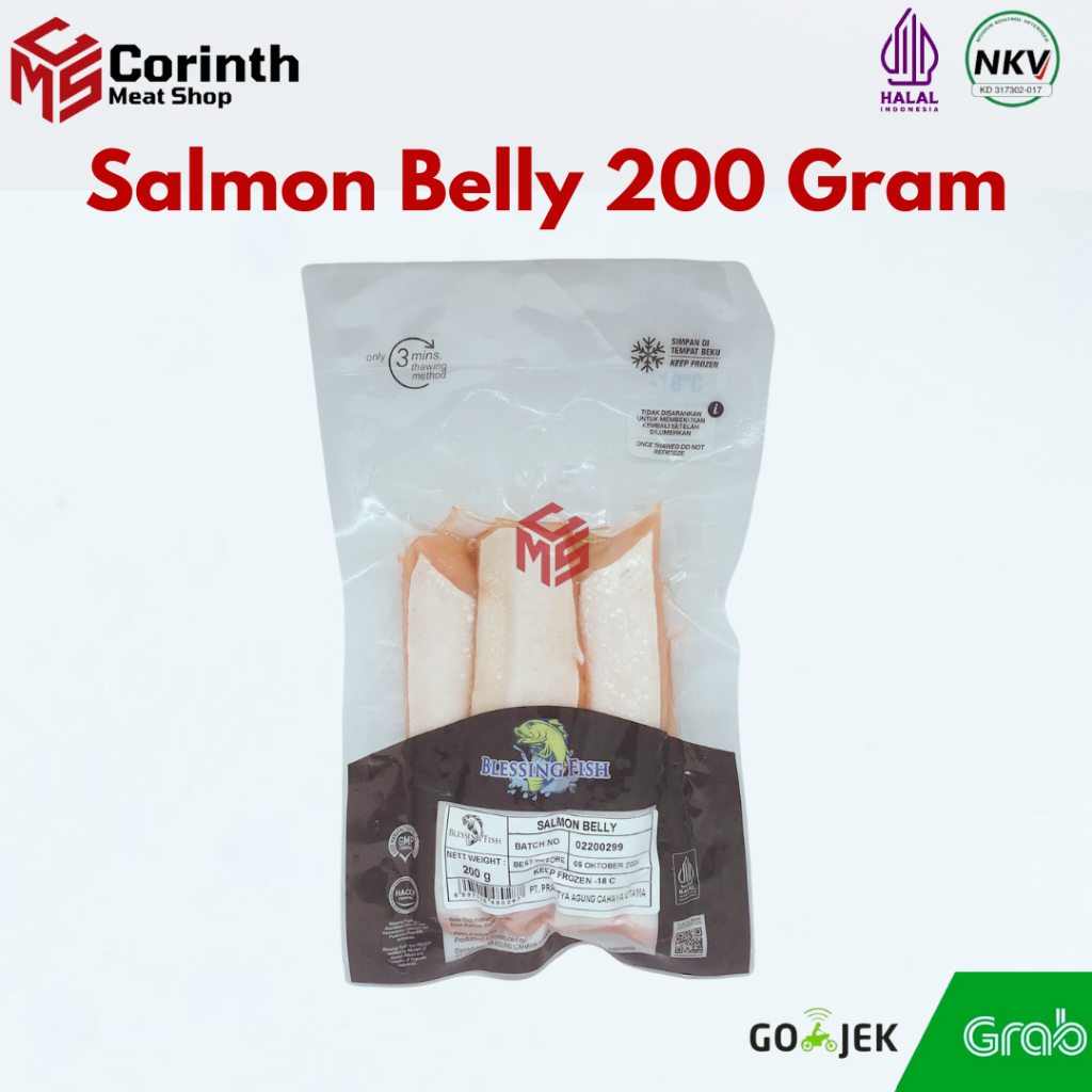 

BLESSING FISH SALMON BELLY 200 GRAM | FRESH 100 % HALAL | QUALITY PREMIUM