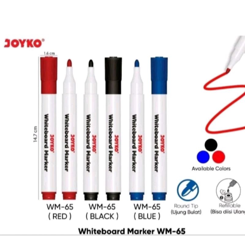 

SPIDOL BISA DIHAPUS/SPIDOL WHITE BOARD JOYKO WM-65 HITAM (12 BIJI)