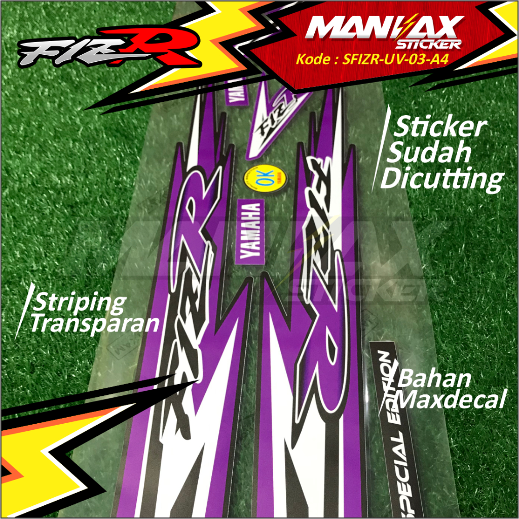 Striping  Stiker  UV Motor FIZR Variasi Transparan Motif  Custom - Stiker Lis Transparan FIZR Desain