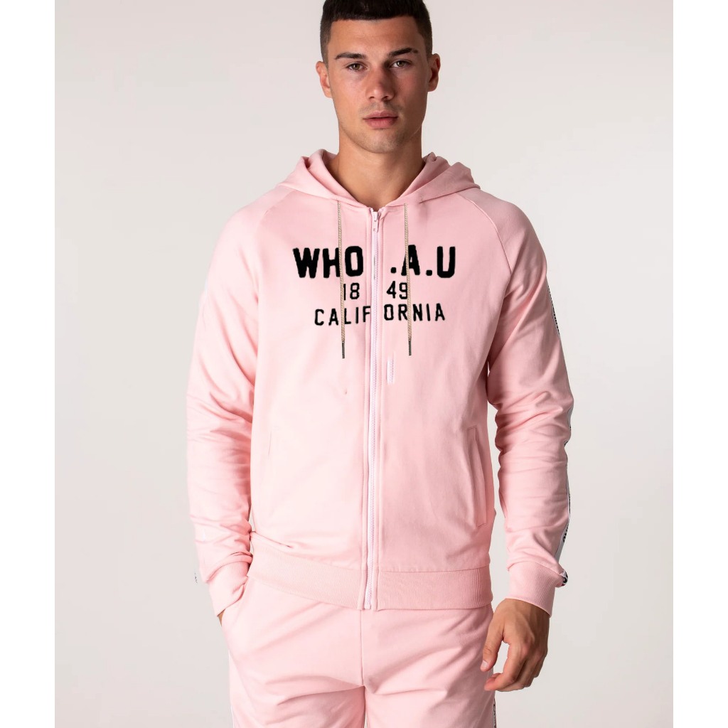 Jaket Hoodie WHO AU California Pink Zipper Pria Wanita Quality Premium Distro Jaket Stm Terbaru 2023