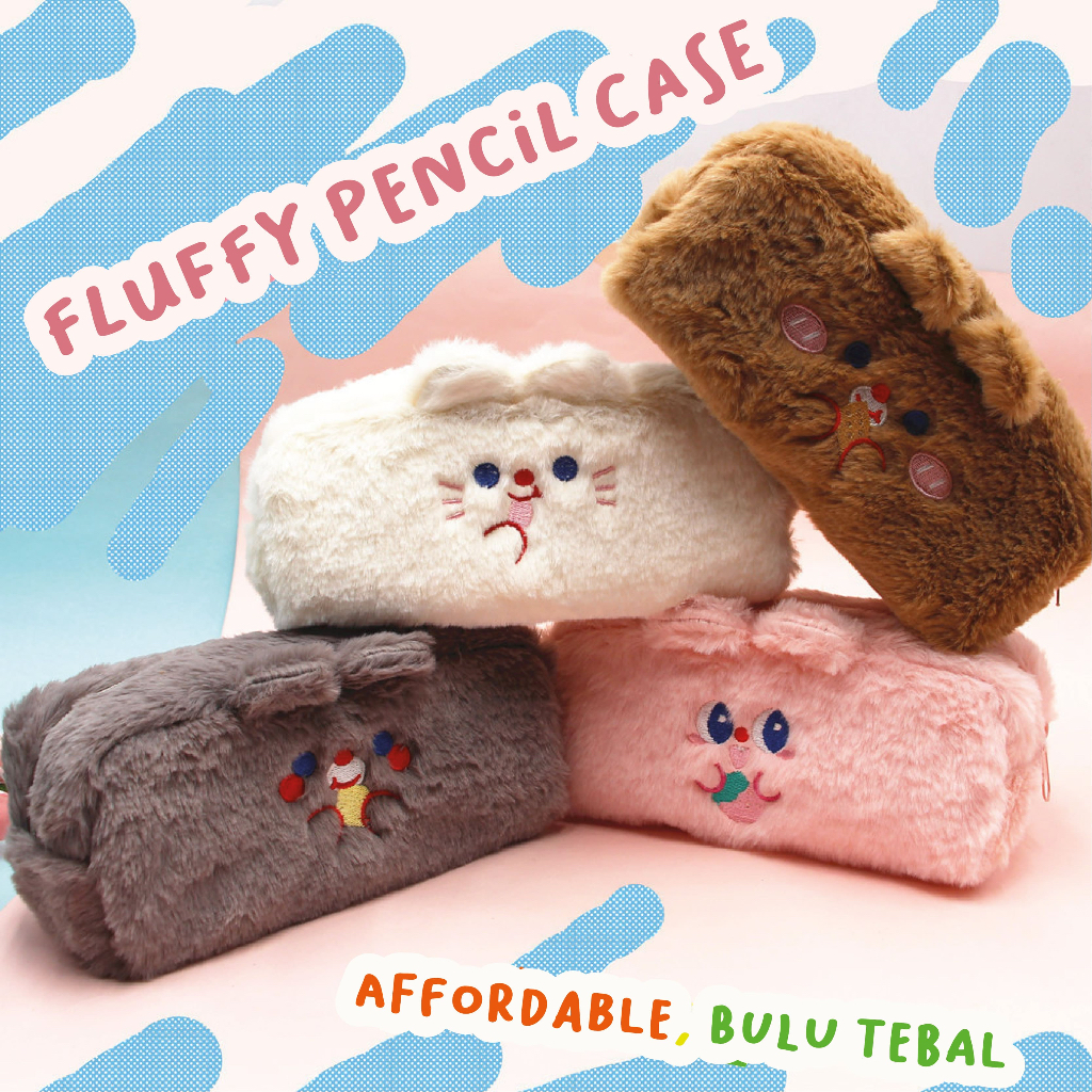 

Cookie Fluffy and Cute Pencil Case Bulu Travel Case Kotak pensil besar Travel Pouch Make Up Pouch