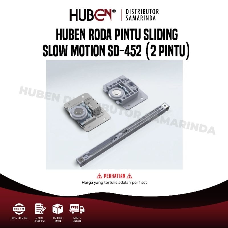 HUBEN Roda Rel Pintu Lemari Sliding Geser Slow Motion SD 452 2 Pintu