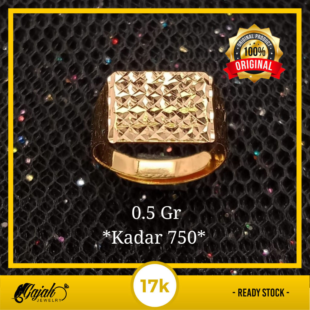 Cincin Anak Emas 17K - Toko Emas Gajah Online - model stempel slep berat 0.5 gram - 3012