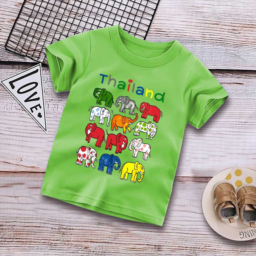 EdmundShop - Atasan Baju Anak Untuk Anak 1-10 Tahun Cowok Cewek Warna Motif Gajah Thailand And Frien