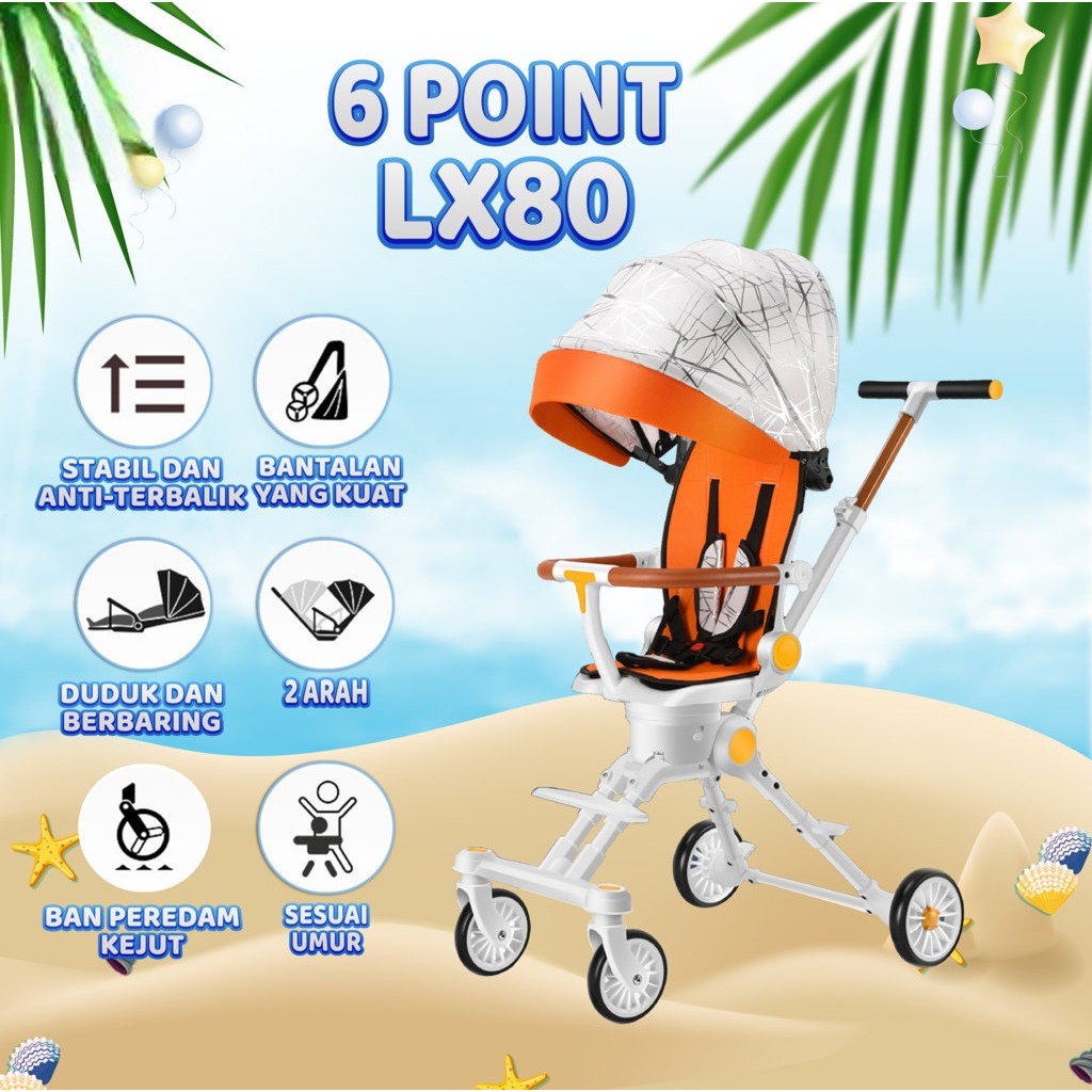 V-BABY Stroller bayi kereta Stroller Baby Kereta Dorong 2 arah Traveling Lightweight Foldable Bisa berbaring/LX80