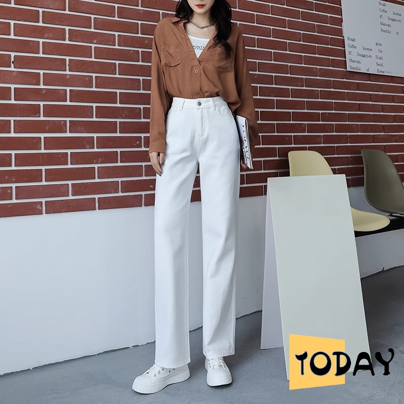 VV - Celana panjang wanita jeans celana kulot jeans highwaist baggy jeans wanita kualitas tinggi Put