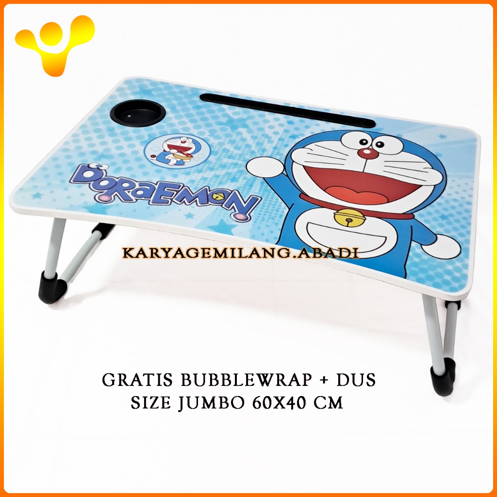 Meja belajar ukuran besar 60x40 cm meja laptop meja lipat karakter doraemon