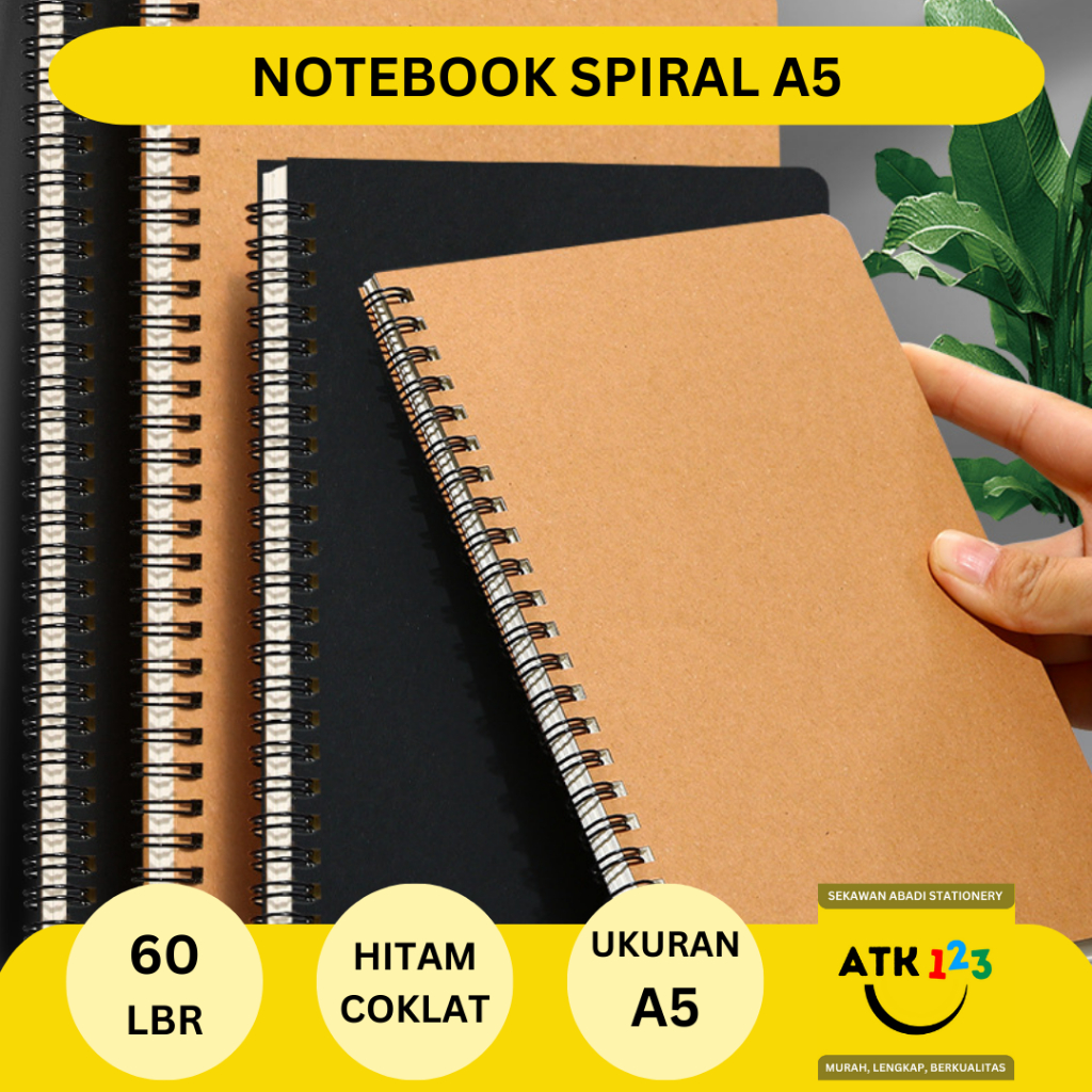 

Buku Notebook A5 Buku Catatan Spiral Hitam / Coklat