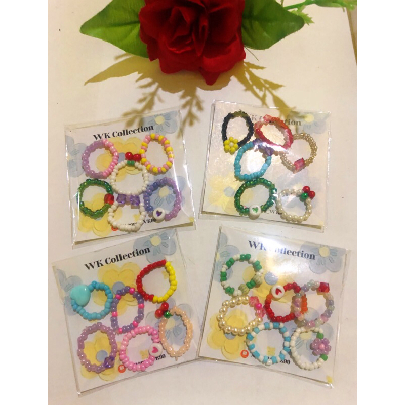 Cincin manik korea Paket hemat isi 6pcs Random/ Manik beads korea