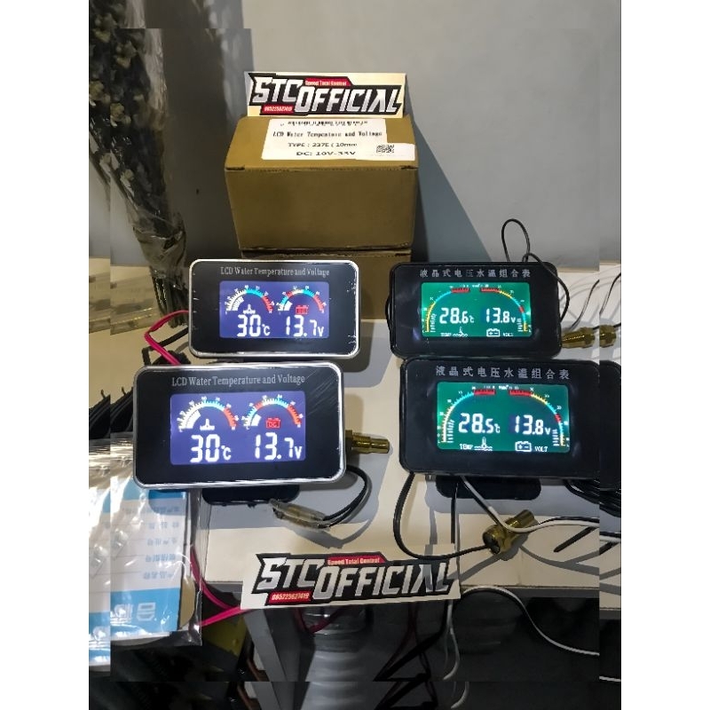 Voltmeter LCD 2in1 Temperatur Suhu dan Volt Aki/mesin Universal Motor/Mobil