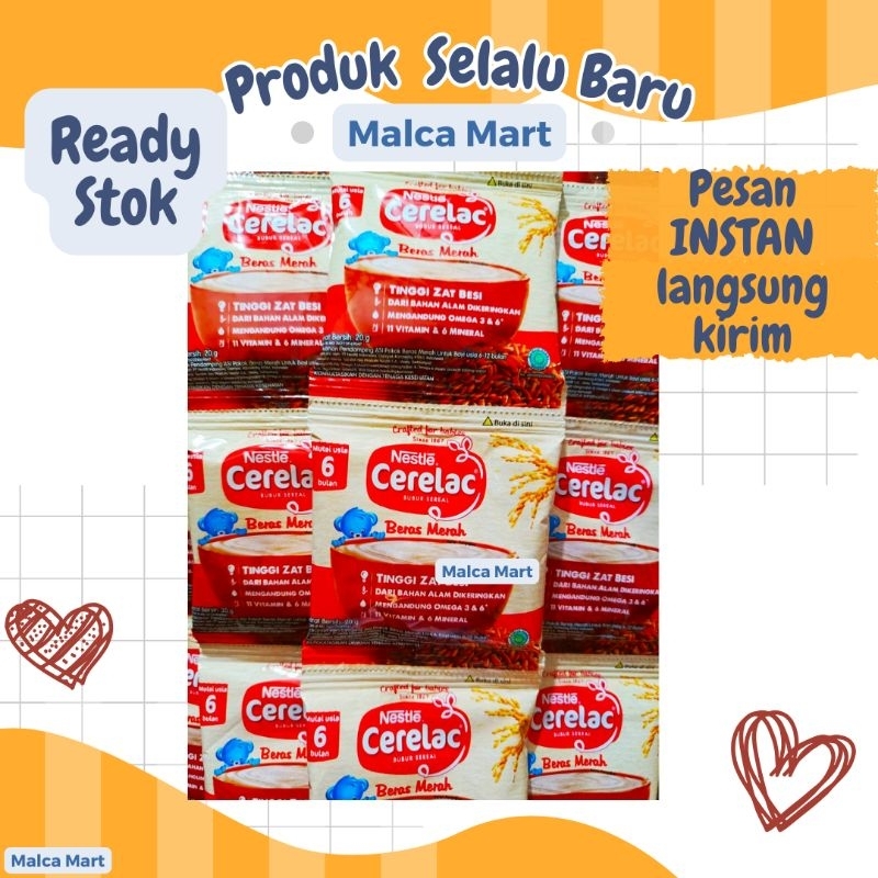 Cerelac Beras Merah 8 pcs @20 gram. Bubur Bayi Cerelac.